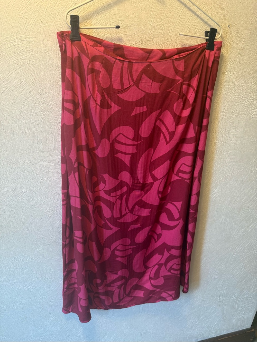 FARM Rio Anthropologie Pink Tropical Midi Skirt  Resort Vacation Statement Sz L - Picture 3 of 7